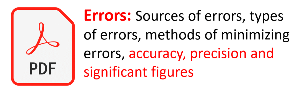 Sources of errors, types of errors