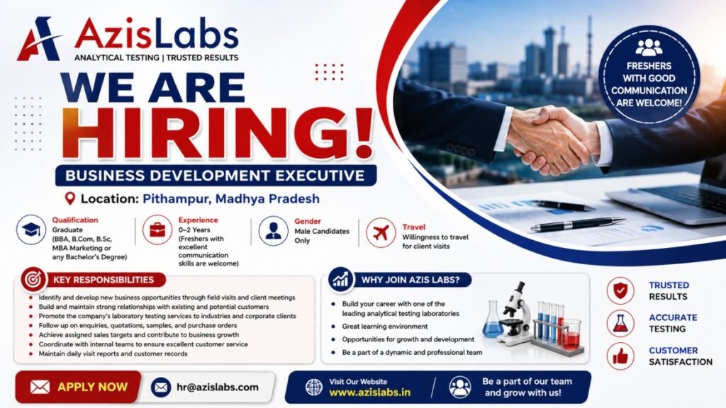 Azis Labs Recruitment August 2026 – Business Development Executive Jobs in Pithampur | Freshers Can Apply