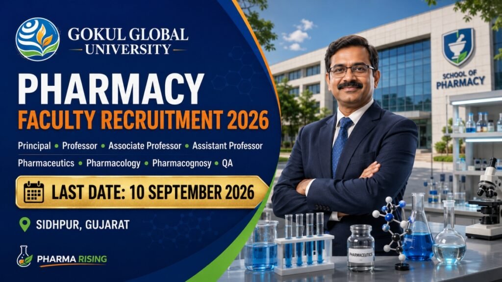 Gokul Global University Recruitment 2026 | Pharmacy Professor, Associate Professor & Assistant Professor Vacancy