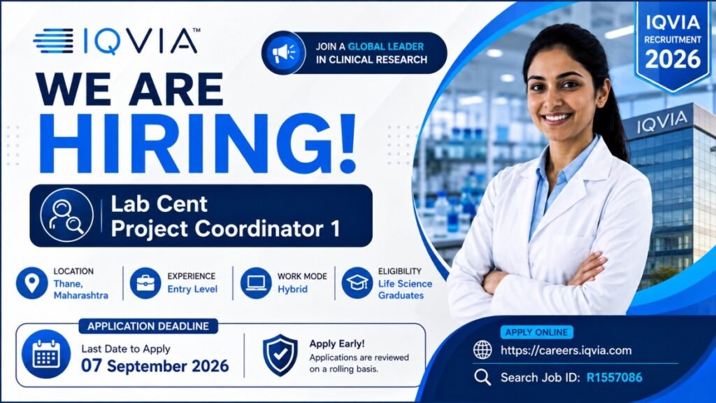 IQVIA Recruitment 2026: Lab Cent Project Coordinator 1 Jobs in Thane | Life Science Graduates Apply Online